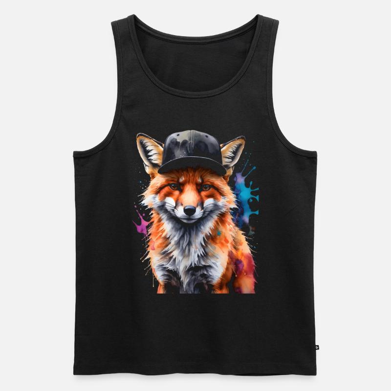 Fuchs Snapback Cap Cool Tier Design Print - Männer Premium Bio Tank Top - Schwarz