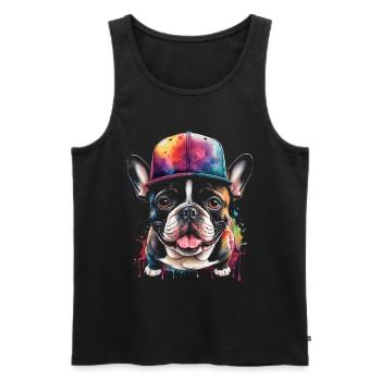 French Bulldog Snapback Cap Frenchie Dog - Men's Premium Organic Tank Top - black - Front - AI Model Male 178 light (178cm)