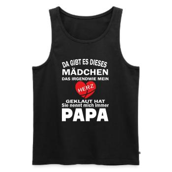Geburt Kinder Vater Familie Herz Mädchen Papa - Männer Premium Bio Tank Top - Schwarz - Vorne - Michal (187cm)