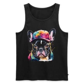 French Bulldog Snapback Cap Frenchie Dog - Men's Premium Organic Tank Top - black - Front - AI Model Male 178 light (178cm)