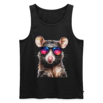 Lunettes de soleil Opossum Imprimé de design animalier coloré - Débardeur bio Premium Homme - noir - Devant - AI Model Male 178 light (178cm)