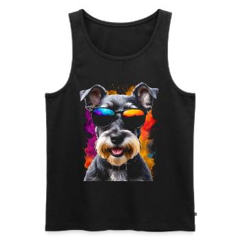 Zwergschnauzer Sonnenbrille Hund Lustig Tier Print - Männer Premium Bio Tank Top - Schwarz - Vorne - AI Model Male 178 light (178cm)