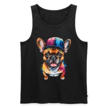 French Bulldog Snapback Cap Frenchie Dog - Men's Premium Organic Tank Top - black - Front - AI Model Male 178 light (178cm)