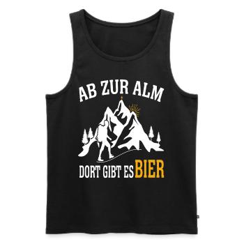 Ab Zur Alm Wanderer Berge Natur Wandern Natur See - Männer Premium Bio Tank Top - Schwarz - Vorne - Michal (187cm)