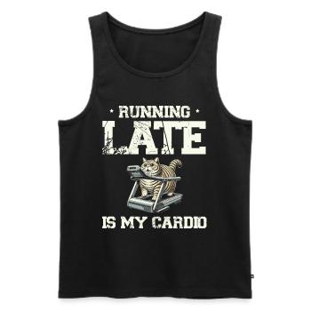 Running late is cardio, fitness humor workout - Men's Premium Organic Tank Top - black - Front - Michal (187cm)