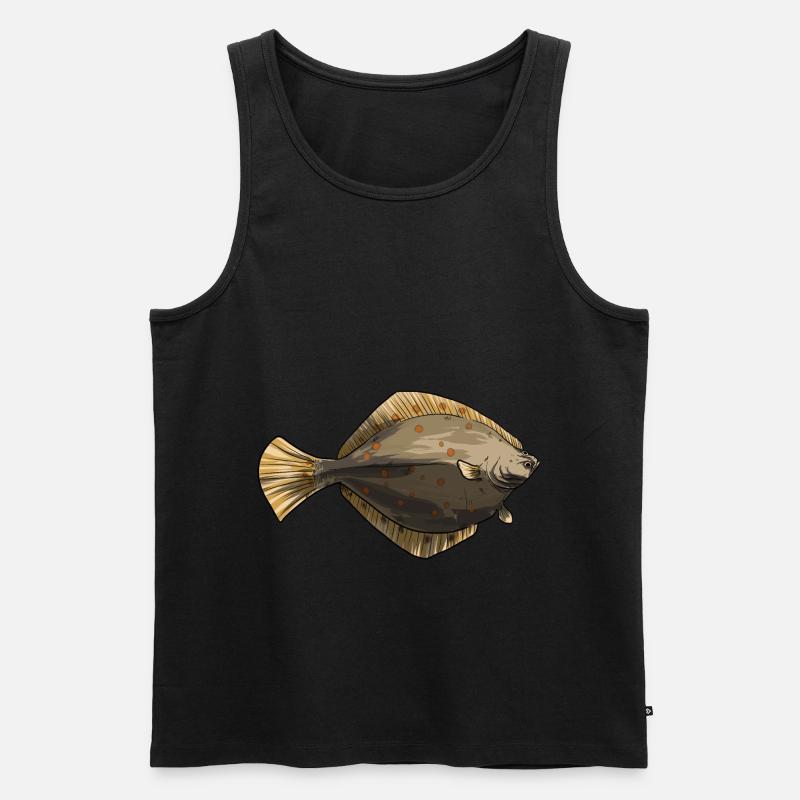 Scholle Heilbutt - Männer Premium Bio Tank Top - Schwarz