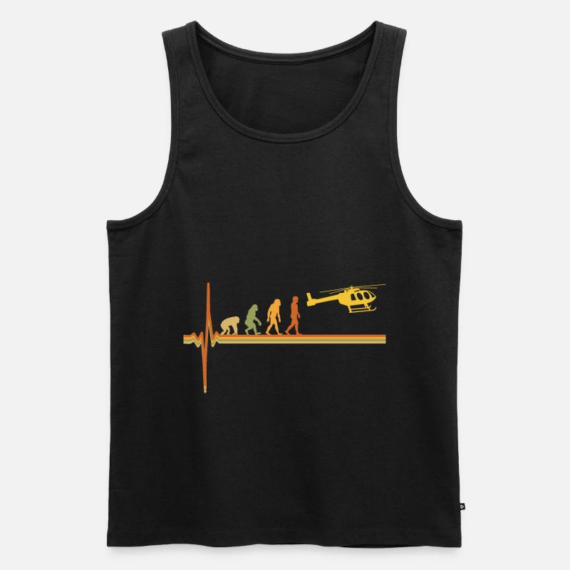 Hubschrauber Pilot EKG Herzschlag Evolution - Männer Premium Bio Tank Top - Schwarz