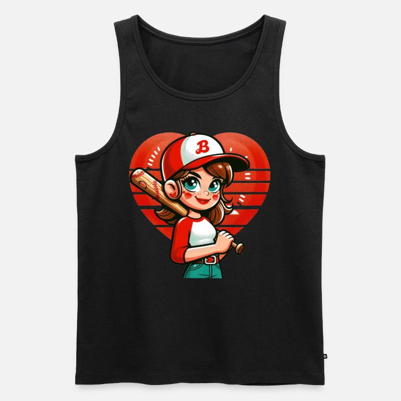 Fröhlicher Baseball-Mädchen-Champion - Männer Premium Bio Tank Top - Schwarz