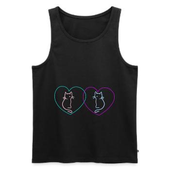 Herz Katzen Liebe Herzen Kitten Valentin Romantik - Männer Premium Bio Tank Top - Schwarz - Vorne - AI Model Male 178 light (178cm)