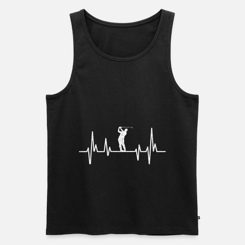 Golf Heartbeat Golfing - Männer Premium Bio Tank Top - Schwarz