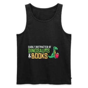 Dinosaur Book Read Dino Read Funny Readers - Men's Premium Organic Tank Top - black - Front - AI Model Male 178 light (178cm)