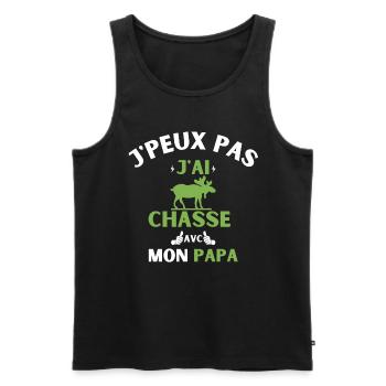 j peux pas j ai chasse avec mon papa - Débardeur bio Premium Homme - noir - Devant - Michal (187cm)