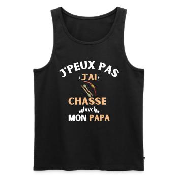 j peux pas j ai chasse avec mon papa - Débardeur bio Premium Homme - noir - Devant - Michal (187cm)