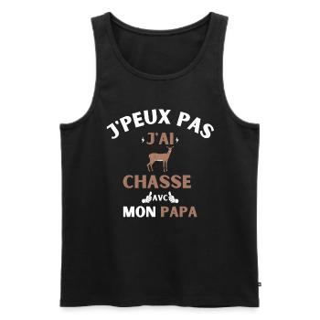 J'peux Pas J'ai chasse avec mon Papa cadeau chasse - Débardeur bio Premium Homme - noir - Devant - Michal (187cm)