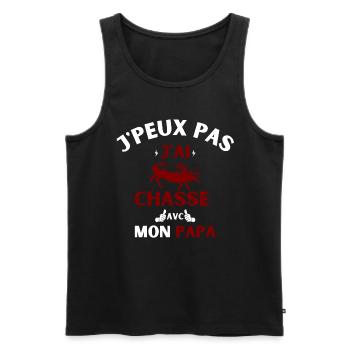 j peux pas j ai chasse avec mon papa - Débardeur bio Premium Homme - noir - Devant - Michal (187cm)