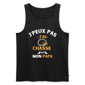 j peux pas j ai chasse avec mon papa - Débardeur bio Premium Homme - noir - Devant - Michal (187cm)