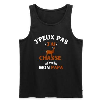 j peux pas j ai chasse avec mon papa - Débardeur bio Premium Homme - noir - Devant - Michal (187cm)