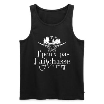 J'Peux Pas J'ai Chasse avec mon Papy - Débardeur bio Premium Homme - noir - Devant - Michal (187cm)