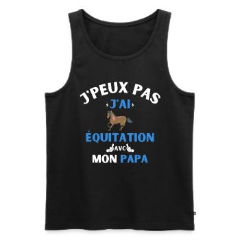 J'Peux Pas J'Ai équitation avec mon papa - Débardeur bio Premium Homme - noir - Devant - Michal (187cm)