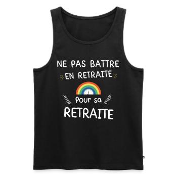 Ne pas Battre en Retraite Pour sa Retraite - Débardeur bio Premium Homme - noir - Devant - Michal (187cm)