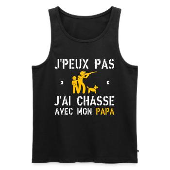 J'peux pas j'ai chasse avec mon papa - Débardeur bio Premium Homme - noir - Devant - Michal (187cm)