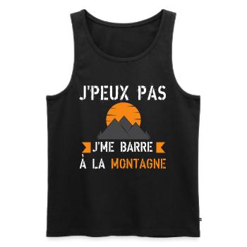 J'peux pas j'me barre à la montagne - Débardeur bio Premium Homme - noir - Devant - Michal (187cm)