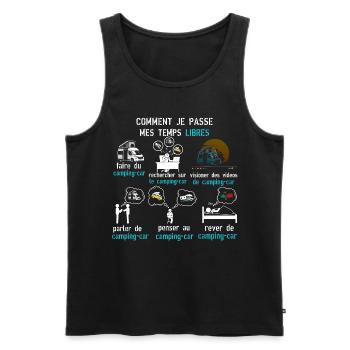 camping car temps libres cadeau camping car - Débardeur bio Premium Homme - noir - Devant - Michal (187cm)
