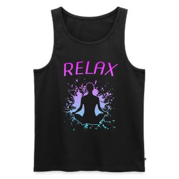 Yoga Yogi Relax Namaste - Männer Premium Bio Tank Top - Schwarz - Vorne - AI Model Male 178 light (178cm)