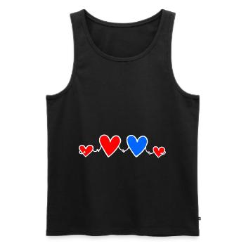Famille Amour 2 Enfants Parents 2 Filles Cœurs - Débardeur bio Premium Homme - noir - Devant - Michal (187cm)