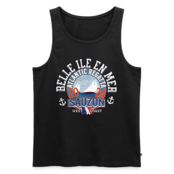 Schöne Insel im Meer Sauzon - Männer Premium Bio Tank Top - Schwarz - Vorne - AI Model Male 178 light (178cm)