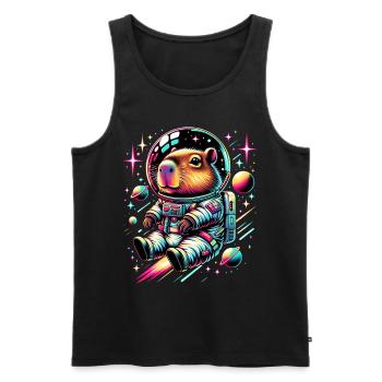 Capybaras Cute Capybara Astronaut - Men's Premium Organic Tank Top - black - Front - AI Model Male 178 light (178cm)