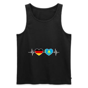 Herzschlag Deutschland Kasachstan - Männer Premium Bio Tank Top - Schwarz - Vorne - Michal (187cm)