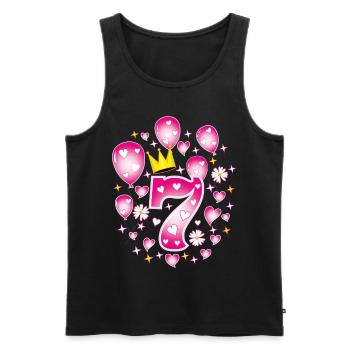 07 7. Geburtstag Mädchen Luftballons Krone Blumen - Männer Premium Bio Tank Top - Schwarz - Vorne - AI Model Male 178 light (178cm)