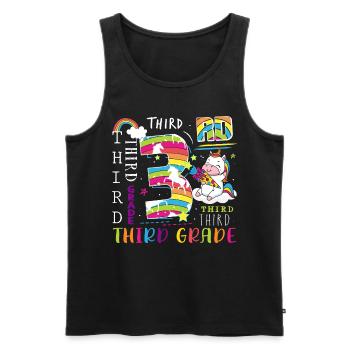 Écolier licorne de 3e année - Débardeur bio Premium Homme - noir - Devant - AI Model Male 178 light (178cm)