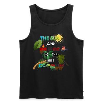Le soleil et le barbecue - Débardeur bio Premium Homme - noir - Devant - Michal (187cm)