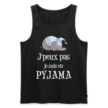 T-shirt j'peux pas j'suis en pyjama - Débardeur bio Premium Homme - noir - Devant - Michal (187cm)