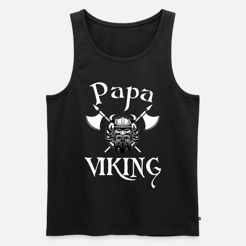 Papa Wikinger Geschenk - Männer Premium Bio Tank Top - Schwarz
