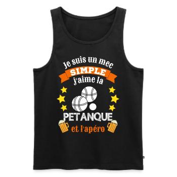 Je suis mec simple j'aime petanque et apéro cadeau - Débardeur bio Premium Homme - noir - Devant - Michal (187cm)