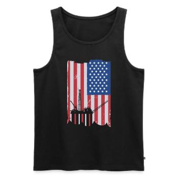 Offshore Life USA Flagge - Männer Premium Bio Tank Top - Schwarz - Vorne - AI Model Male 178 light (178cm)