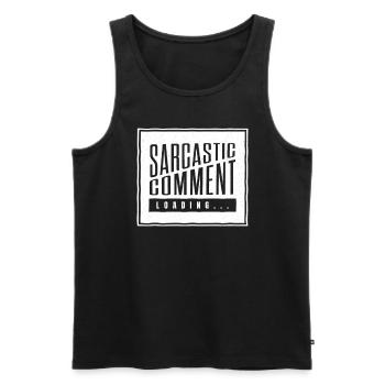 Chargement de commentaires sarcastiques - veuillez patienter - Débardeur bio Premium Homme - noir - Devant - AI Model Male 178 light (178cm)