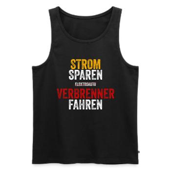 Strom sparen Verbrenner Benziner fahren Tuning Fun - Männer Premium Bio Tank Top - Schwarz - Vorne - AI Model Male 178 light (178cm)