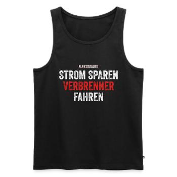 Strom sparen Verbrenner Benziner fahren Tuning Fun - Männer Premium Bio Tank Top - Schwarz - Vorne - AI Model Male 178 light (178cm)