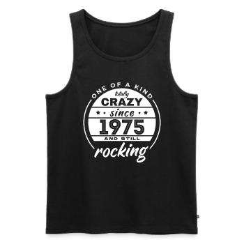 One Of A Kind Totally Crazy Since 1975 Rocking - Männer Premium Bio Tank Top - Schwarz - Vorne - Michal (187cm)
