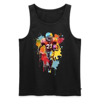 Joueur de football américain USA Sport Colorful Splash - Débardeur bio Premium Homme - noir - Devant - Michal (187cm)