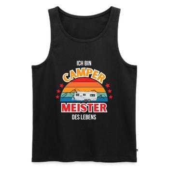Lustiges Camping Shirt Camper Meister des Lebens - Männer Premium Bio Tank Top - Schwarz - Vorne - Michal (187cm)