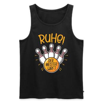 Ruhe! Der Meister wirft! lustiges Bowling T-Shirt - Männer Premium Bio Tank Top - Schwarz - Vorne - Michal (187cm)