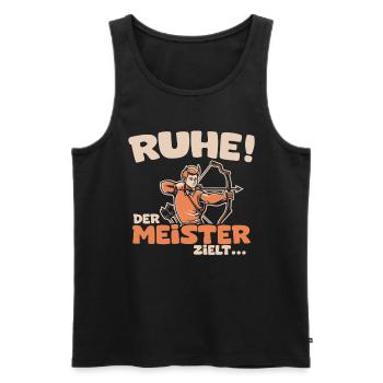 Ruhe! Der Meister zielt! Bogenschießen Bogensport - Männer Premium Bio Tank Top - Schwarz - Vorne - Michal (187cm)