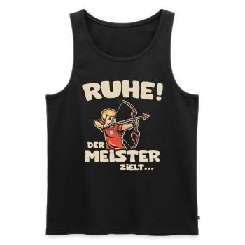 Ruhe! Der Meister zielt! Bogenschießen Bogensport - Männer Premium Bio Tank Top - Schwarz - Vorne - Michal (187cm)