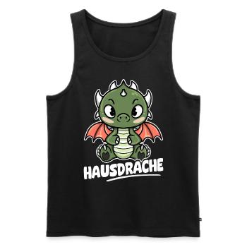 Hausdrache. Stark, Mutig und Unbesiegbar. Drache - Männer Premium Bio Tank Top - Schwarz - Vorne - Michal (187cm)