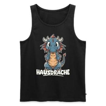 Hausdrache. Stark, Mutig und Unbesiegbar. Drache - Männer Premium Bio Tank Top - Schwarz - Vorne - Michal (187cm)